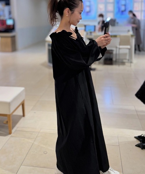 ST.ROONEY(セントルーニー)の「カフタンリネンワンピース【低身長・小柄女性向け】(ワンピース・レディース・グレイッシュベージュ/ブラック・XS)」の16枚目の写真