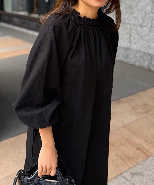 ST.ROONEY(セントルーニー)の「カフタンリネンワンピース【低身長・小柄女性向け】(ワンピース・レディース・グレイッシュベージュ/ブラック・XS)」の18枚目の写真