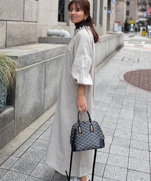 ST.ROONEY(セントルーニー)の「カフタンリネンワンピース【低身長・小柄女性向け】(ワンピース・レディース・グレイッシュベージュ/ブラック・XS)」の21枚目の写真