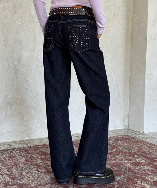 VIBGYOR(ヴィブジョー)の「【LAMPOON】スイッチングウエストデニムパンツ(デニムパンツ・レディース・ネイビー・LARGE/MEDIUM/SMALL)」の2枚目の写真