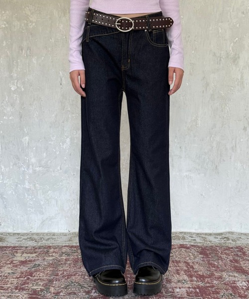 VIBGYOR(ヴィブジョー)の「【LAMPOON】スイッチングウエストデニムパンツ(デニムパンツ・レディース・ネイビー・LARGE/MEDIUM/SMALL)」の4枚目の写真
