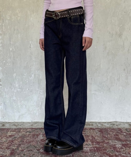 VIBGYOR(ヴィブジョー)の「【LAMPOON】スイッチングウエストデニムパンツ(デニムパンツ・レディース・ネイビー・LARGE/MEDIUM/SMALL)」の5枚目の写真