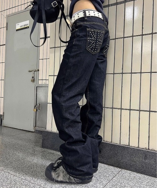 VIBGYOR(ヴィブジョー)の「【LAMPOON】スイッチングウエストデニムパンツ(デニムパンツ・レディース・ネイビー・LARGE/MEDIUM/SMALL)」の11枚目の写真
