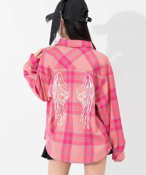 ANAP GiRL(アナップガール)の「エンジェル羽 オーバー チェックシャツ(シャツ/ブラウス・キッズ・ピンク/ブラック/イエロー・M/S/XS)」の14枚目の写真