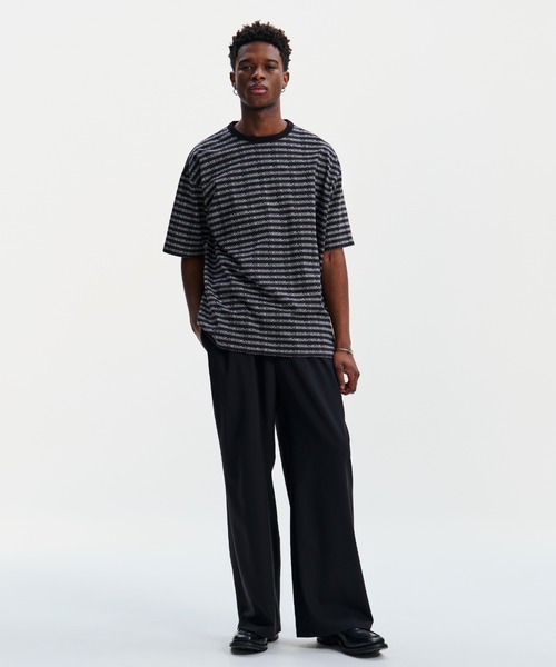 COOTIE PRODUCTIONS(クーティープロダクションズ)の「Supima Jacquard Border S/S Tee(Tシャツ/カットソー・メンズ・ブラック・SMALL/MEDIUM/LARGE/X-LARGE)」の2枚目の写真