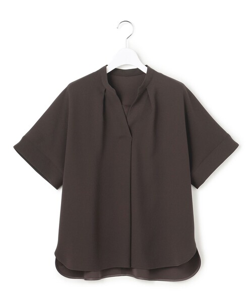 23区 L（ニジュウサンクオオキイサイズ）の「ストレッチジョーゼット キーネック ブラウス（Tシャツ/カットソー・レディース・ライトグリーン系/ダークブラウン系/ベージュ系/ネイビー系・44/46）」の12枚目の写真