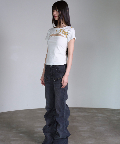 PRENDA（プレンダ）の「CUT OUT STAR STUD TEE WHITE（Tシャツ/カットソー・レディース・その他・F）」の3枚目の写真