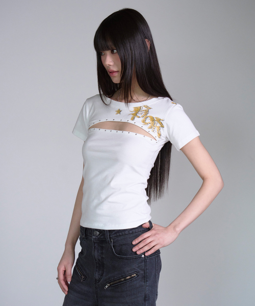 PRENDA（プレンダ）の「CUT OUT STAR STUD TEE WHITE（Tシャツ/カットソー・レディース・その他・F）」の6枚目の写真