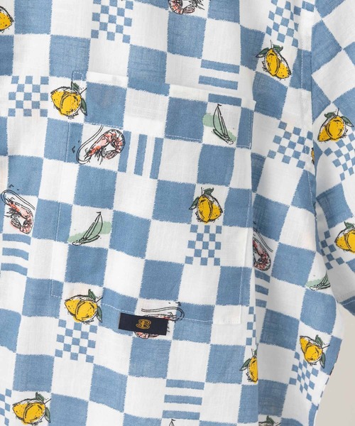 Ben Sherman（ベンシャーマン）の「チェッカーボードプリントシャツ（シャツ/ブラウス・メンズ・ホワイト×ブルー・MEDIUM/LARGE）」の11枚目の写真