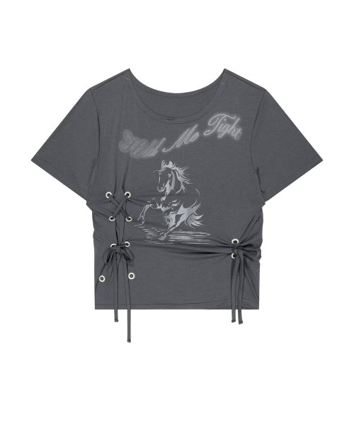 as you are(アズユーアー)の「ホースアイレットオーバーサイズTシャツチャコール(Tシャツ/カットソー・レディース・その他・OS)」の5枚目の写真
