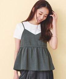 index | 接触冷感タンブラーブッチャーペプラムキャミ【吸水速乾/防シワ/イージーアイロン/洗濯機OK】(タンクトップ)