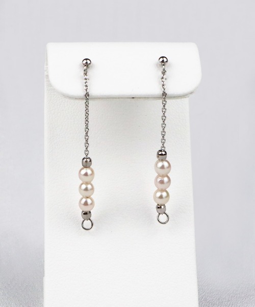 Seashore Uwajima Akoya Pearls（シーショアウワジマアコヤシンジュ）の「あこや真珠 3連 ベビーパール 2way チェーンピアス SV925（ピアス（両耳用）・レディース・ホワイト×シルバー・ONESIZE）」の7枚目の写真