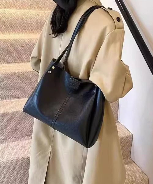 LA VORAGINE(ラ ヴォラジネ)の「ヴィンテージトート 大容量 シンプル 通勤(トートバッグ・レディース・ブラック/アイボリー/モカ/ブラウン・FREE)」の8枚目の写真