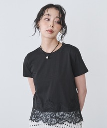 裾レースデザインTシャツ