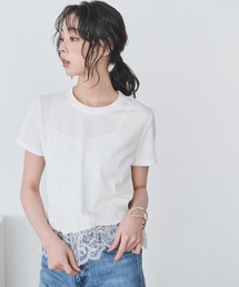 裾レースデザインTシャツ