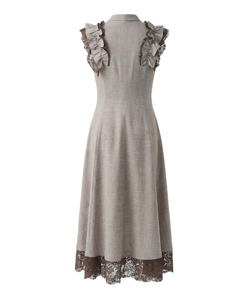 Rose Muse(ロゼミューズ)の「Lace layered shirt dress(シャツワンピース・レディース・モカ/ブルーグレー・MEDIUM/SMALL)」の7枚目の写真