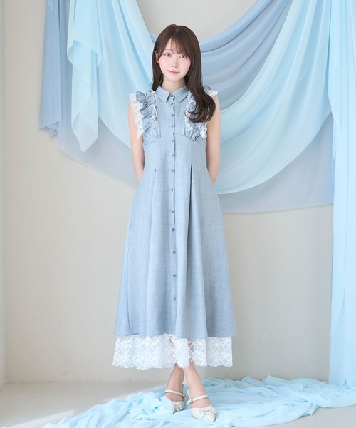 Rose Muse(ロゼミューズ)の「Lace layered shirt dress(シャツワンピース・レディース・モカ/ブルーグレー・MEDIUM/SMALL)」の10枚目の写真