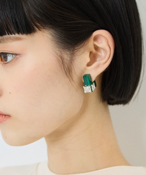 TOGA PULLA(トーガ プルラ)の「【TOGA PULLA/トーガプルラ】Marble motif pierced earrings/マーブルモチーフピアスイヤリング(ピアス(両耳用)・レディース・ホワイト/グリーン/イエロー・FREE)」の1枚目の写真