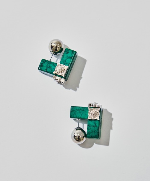 TOGA PULLA(トーガ プルラ)の「【TOGA PULLA/トーガプルラ】Marble motif pierced earrings/マーブルモチーフピアスイヤリング(ピアス(両耳用)・レディース・ホワイト/グリーン/イエロー・FREE)」の6枚目の写真