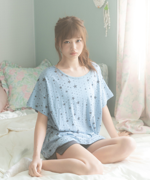 NAAIEEN(ナイエン)の「スタードットワンショルダー半袖Tシャツ(Tシャツ/カットソー・レディース・ホワイト/スカイブルー・FREE)」の3枚目の写真