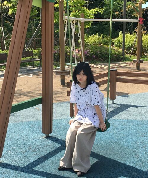 NAAIEEN(ナイエン)の「スタードットワンショルダー半袖Tシャツ(Tシャツ/カットソー・レディース・ホワイト/スカイブルー・FREE)」の13枚目の写真