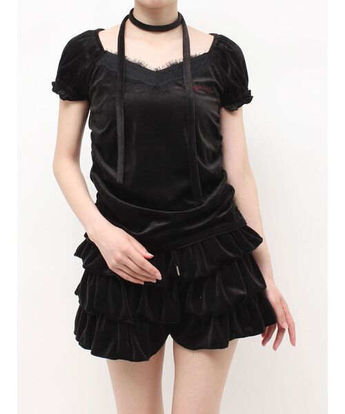 jouetie（ジュエティ）の「レースベロアトップス（Tシャツ/カットソー・レディース・ブラウン/ブラック/アイボリー/グレー・FREE）」の15枚目の写真