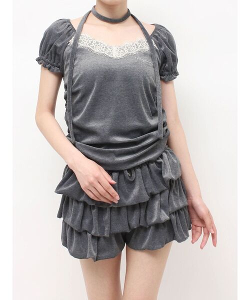 jouetie（ジュエティ）の「レースベロアトップス（Tシャツ/カットソー・レディース・ブラウン/ブラック/アイボリー/グレー・FREE）」の13枚目の写真
