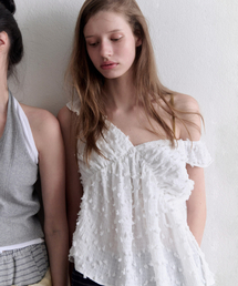 Bell shirring blouse (white)