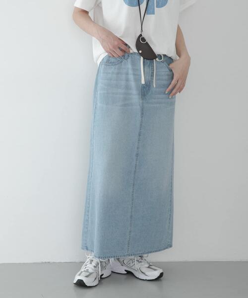 URBAN RESEARCH Sonny Label(アーバンリサーチサニーレーベル)の「ライトオンスIラインデニムスカート(スカート・レディース・ライトインディゴブルー/アイボリー・36/38)」の2枚目の写真