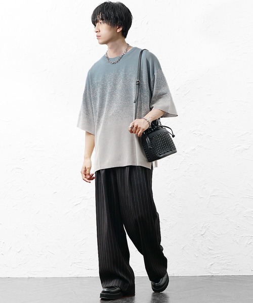 MinoriTY(マイノリティ)の「【MinoriTY】スプラッシュサマーニット ニット メンズ 夏服 接触冷感 ユニセックス(ニット/セーター・メンズ・グレー系その他/グレー/ブルー・L/M)」の8枚目の写真