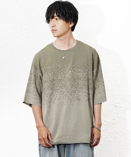 MinoriTY(マイノリティ)の「【MinoriTY】スプラッシュサマーニット ニット メンズ 夏服 接触冷感 ユニセックス(ニット/セーター・メンズ・グレー系その他/グレー/ブルー・L/M)」の9枚目の写真