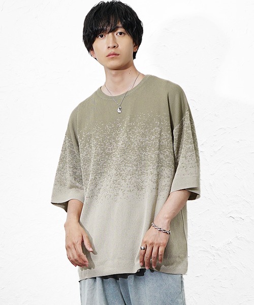 MinoriTY(マイノリティ)の「【MinoriTY】スプラッシュサマーニット ニット メンズ 夏服 接触冷感 ユニセックス(ニット/セーター・メンズ・グレー系その他/グレー/ブルー・L/M)」の11枚目の写真
