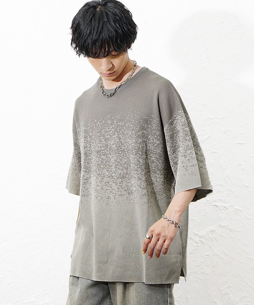 MinoriTY(マイノリティ)の「【MinoriTY】スプラッシュサマーニット ニット メンズ 夏服 接触冷感 ユニセックス(ニット/セーター・メンズ・グレー系その他/グレー/ブルー・L/M)」の14枚目の写真