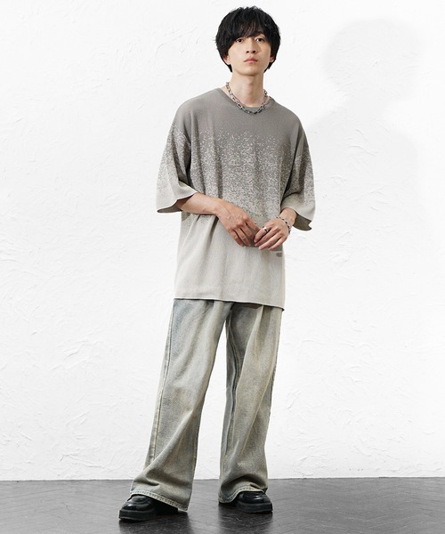 MinoriTY(マイノリティ)の「【MinoriTY】スプラッシュサマーニット ニット メンズ 夏服 接触冷感 ユニセックス(ニット/セーター・メンズ・グレー系その他/グレー/ブルー・L/M)」の16枚目の写真