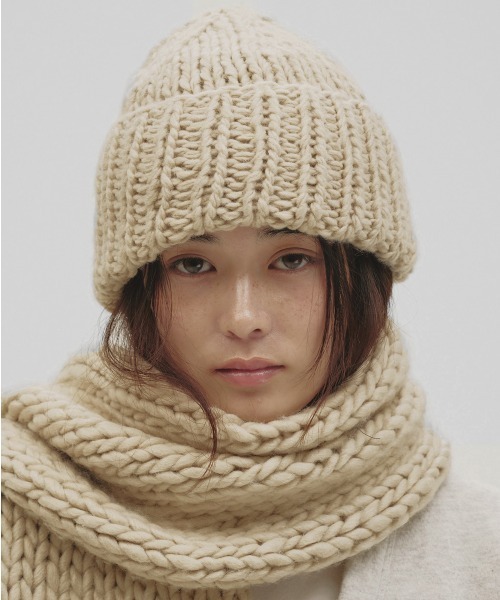 TODAYFUL(トゥデイフル)の「Lowgauge Hand Beanie(ニットキャップ/ビーニー・レディース・ブラック/チョコ/ラベンダー/サンドベージュ/ライトグリーン・FREE)」の3枚目の写真