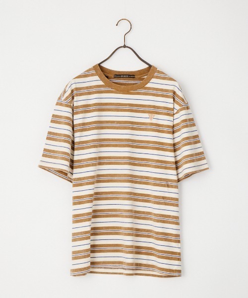 Guess（ゲス）の「[GUESS/ゲス] マルチボーダー ショートスリーブＴシャツ（Tシャツ/カットソー・レディース・キャメル・M/L）」の7枚目の写真