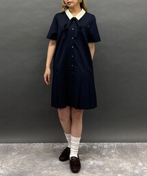 ボックスプリーツミニワンピース