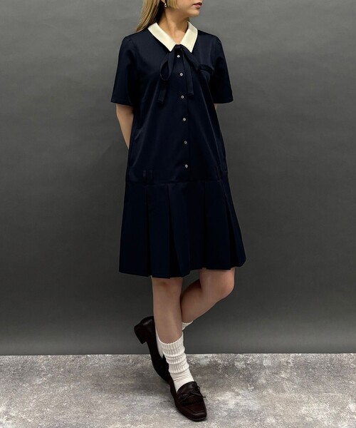 NICOLE CLUB(ニコル クラブ)の「ボックスプリーツミニワンピース(ワンピース・レディース・ネイビー/ライトグレー/ブラック・M)」の10枚目の写真
