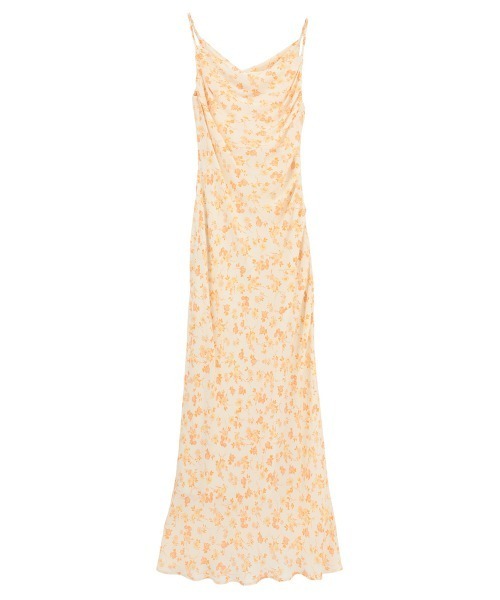 CLANE(クラネ)の「【CLANE】MABEL FLOWER DRAPE CAMI ONEPIECE(ワンピース・レディース・オレンジ/ブラック・1)」の2枚目の写真