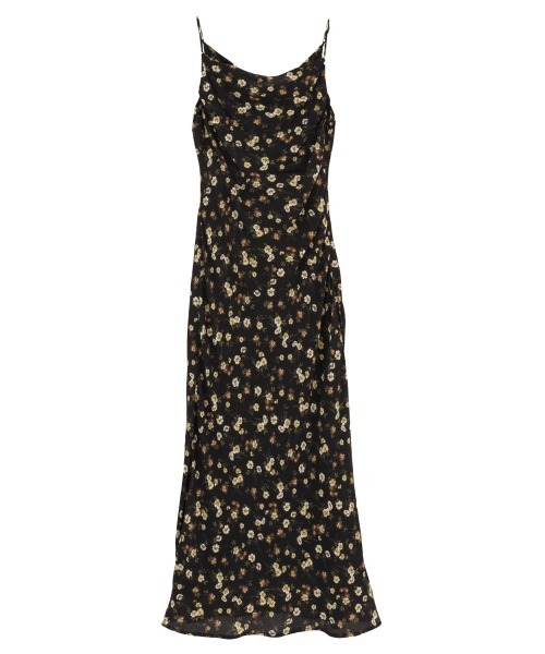 CLANE(クラネ)の「【CLANE】MABEL FLOWER DRAPE CAMI ONEPIECE(ワンピース・レディース・オレンジ/ブラック・1)」の1枚目の写真