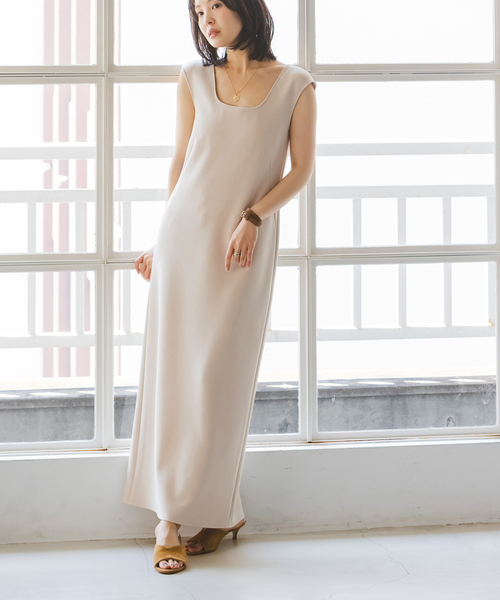 Noble（ノーブル）の「《追加・新色》【洗える】コンフォートジャージー2WAYワンピース（ワンピース・レディース・ブラウン系その他/ナチュラル・38/36）」の2枚目の写真