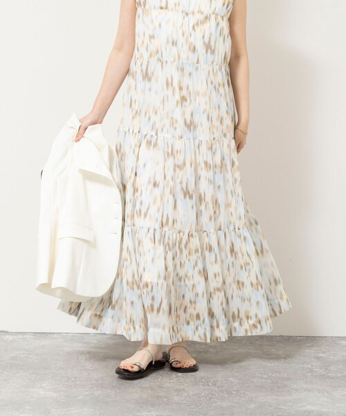 NOLLEY’S Sophi(ノーリーズソフィ)の「ウォッシャブルラメストライプアートプリントティアード2WAYワンピース(ワンピース・レディース・ベージュ系その他・38)」の8枚目の写真