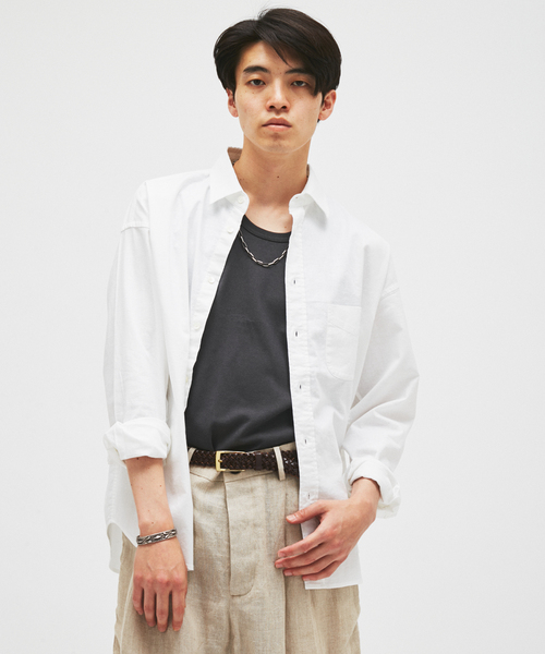 JOURNAL STANDARD(ジャーナルスタンダード)の「TRISECT2 / コットン リネン FAT レギュラーカラー シャツ(シャツ/ブラウス・メンズ・ホワイト/ブラウン/グレー・LARGE/MEDIUM)」の2枚目の写真