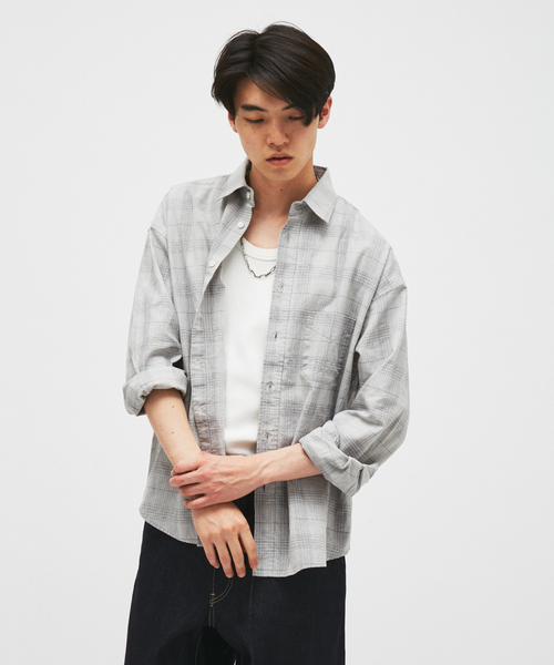 JOURNAL STANDARD(ジャーナルスタンダード)の「TRISECT2 / コットン リネン FAT レギュラーカラー シャツ(シャツ/ブラウス・メンズ・ホワイト/ブラウン/グレー・LARGE/MEDIUM)」の15枚目の写真