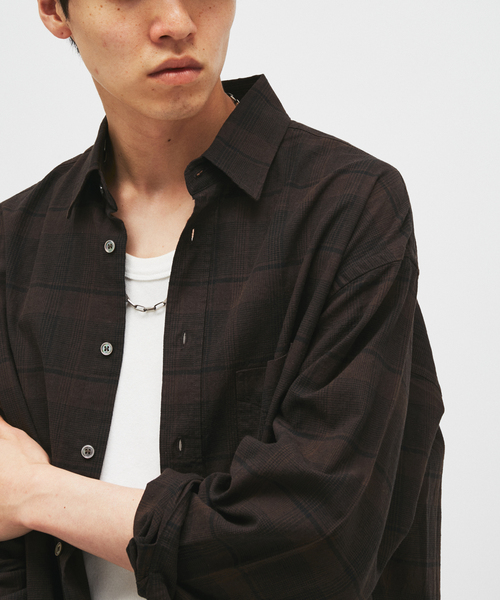 JOURNAL STANDARD(ジャーナルスタンダード)の「TRISECT2 / コットン リネン FAT レギュラーカラー シャツ(シャツ/ブラウス・メンズ・ホワイト/ブラウン/グレー・LARGE/MEDIUM)」の9枚目の写真