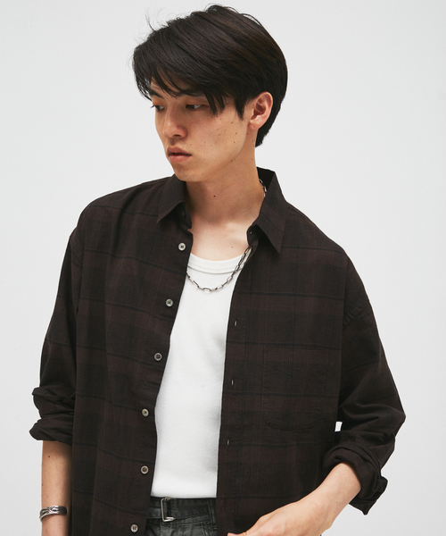 JOURNAL STANDARD(ジャーナルスタンダード)の「TRISECT2 / コットン リネン FAT レギュラーカラー シャツ(シャツ/ブラウス・メンズ・ホワイト/ブラウン/グレー・LARGE/MEDIUM)」の10枚目の写真