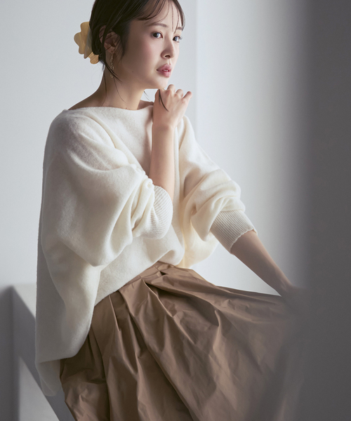 Noble(ノーブル)の「《追加・WEB限定カラーあり》ファインウールドルマンプルオーバー(ニット/セーター・レディース・ホワイト系その他/ラベンダー/ピンク系その他/ライトグレー・FREE)」の2枚目の写真