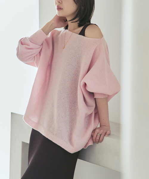Noble(ノーブル)の「《追加・WEB限定カラーあり》ファインウールドルマンプルオーバー(ニット/セーター・レディース・ホワイト系その他/ラベンダー/ピンク系その他/ライトグレー・FREE)」の4枚目の写真