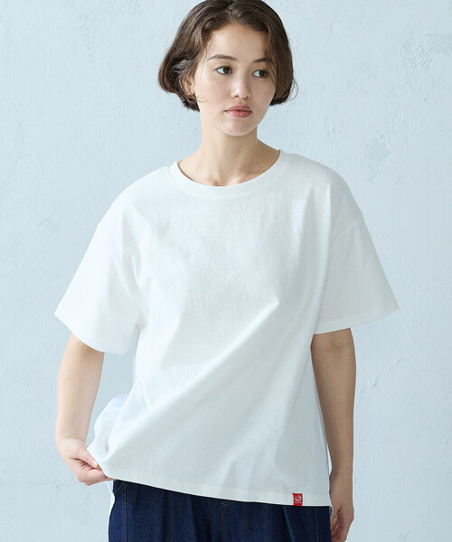 ONIGIRI(オニギリ)の「バックフレア Tシャツ(Tシャツ/カットソー・レディース・グリーン/アイボリー/チャコール/サックスブルー・FREE)」の7枚目の写真