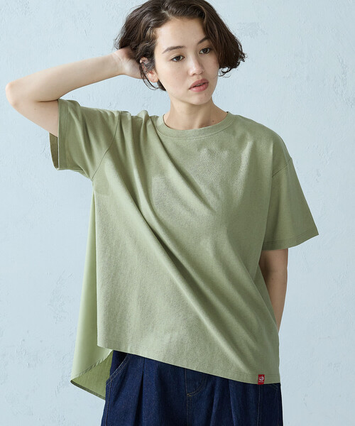 ONIGIRI(オニギリ)の「バックフレア Tシャツ(Tシャツ/カットソー・レディース・グリーン/アイボリー/チャコール/サックスブルー・FREE)」の15枚目の写真